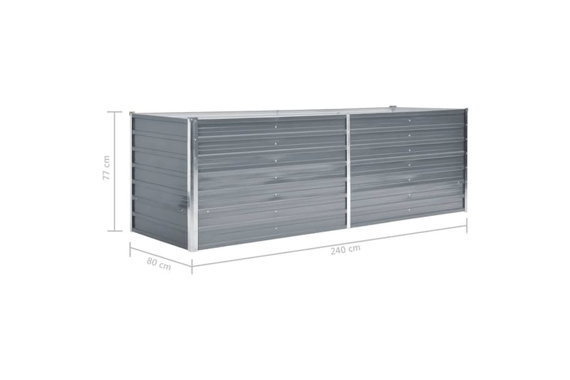 Korotettu kukkalaatikko galvanoitu teräs 240x80x77 cm harmaa - Harmaa - Puutarhakalusteet - Tarvikkeet ulos - Muut puutarhatarvikkeet - Ruukut ulkokäyttöön
