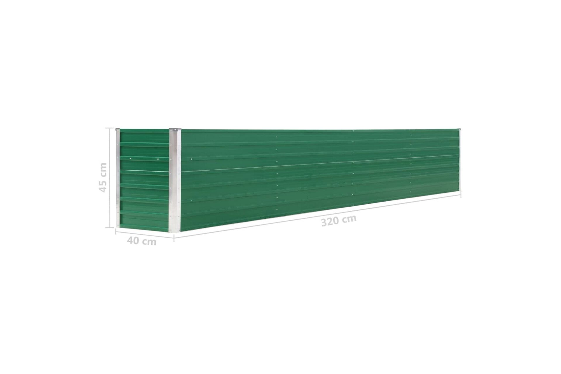 Korotettu kukkalaatikko galvanoitu teräs 320x40x45 cm vihreä - Vihreä - Puutarhakalusteet - Tarvikkeet ulos - Muut puutarhatarvikkeet - Ruukut ulkokäyttöön