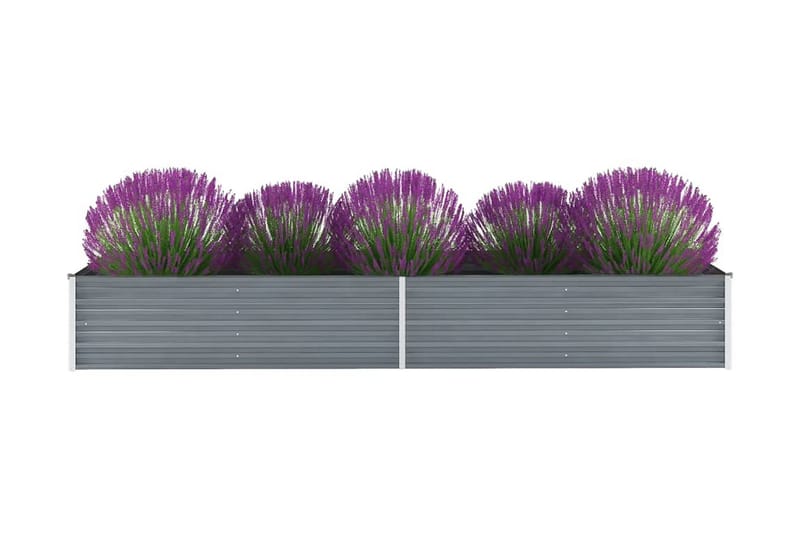 Korotettu kukkalaatikko galvanoitu teräs 320x80x45 cm harmaa - Harmaa - Puutarhakalusteet - Tarvikkeet ulos - Muut puutarhatarvikkeet - Ruukut ulkokäyttöön