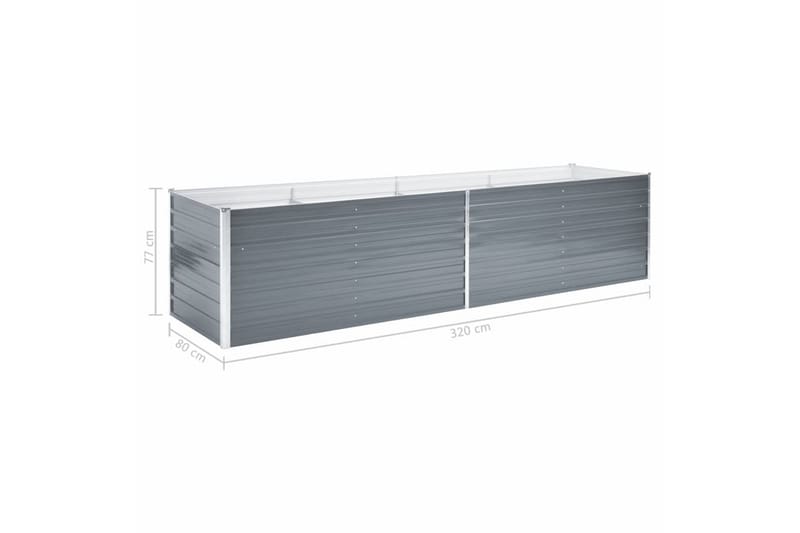 Korotettu kukkalaatikko galvanoitu teräs 320x80x77 cm harmaa - Harmaa - Puutarhakalusteet - Tarvikkeet ulos - Muut puutarhatarvikkeet - Ruukut ulkokäyttöön