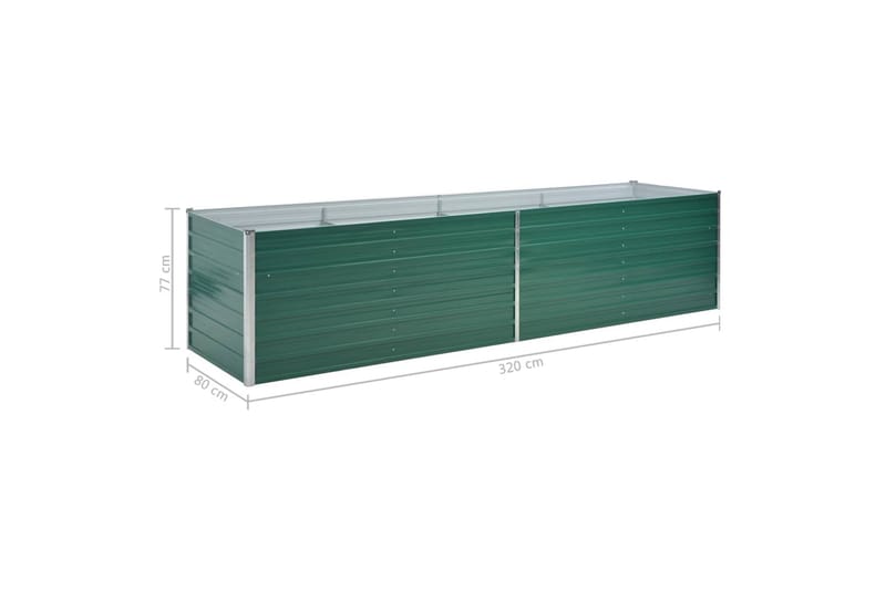 Korotettu kukkalaatikko galvanoitu teräs 320x80x77 cm vihreä - Vihreä - Puutarhakalusteet - Tarvikkeet ulos - Muut puutarhatarvikkeet - Ruukut ulkokäyttöön