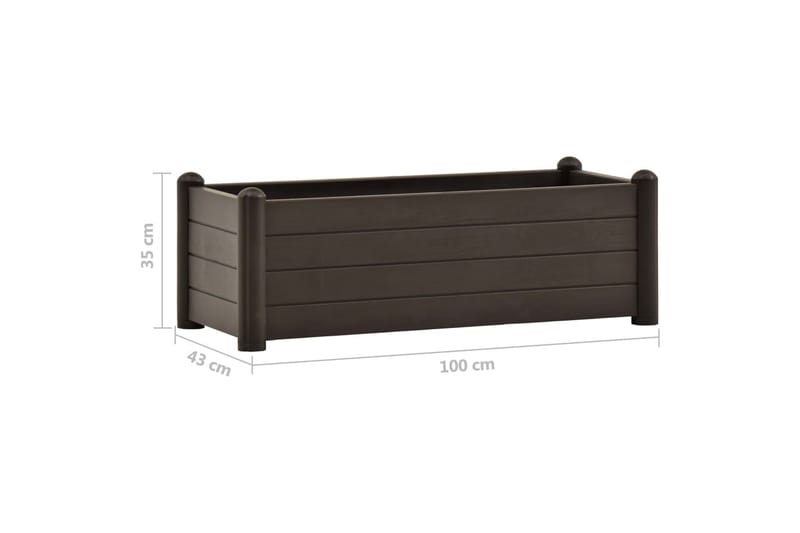 Korotettu kukkalaatikko PP mokka 100x43x35 cm - Ruskea - Puutarhakalusteet - Tarvikkeet ulos - Muut puutarhatarvikkeet - Ruukut ulkokäyttöön