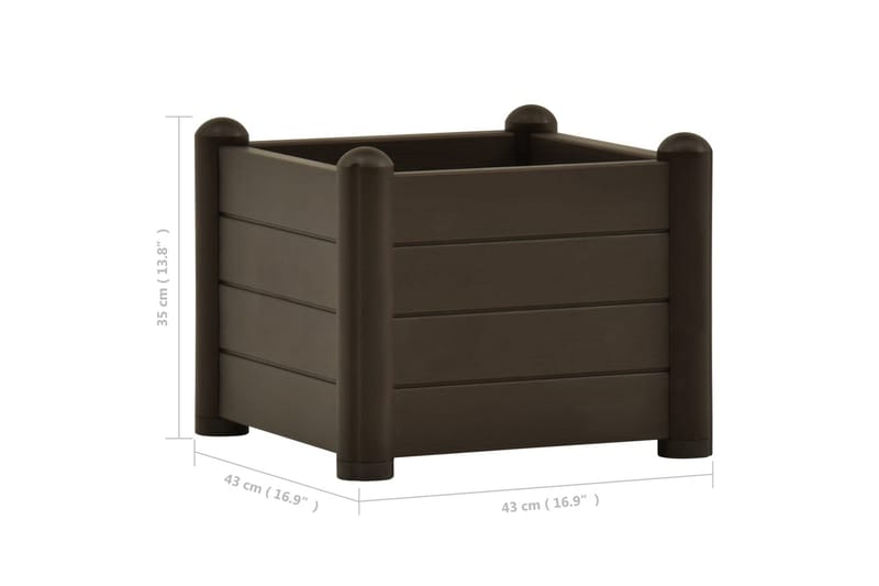 Korotettu kukkalaatikko PP mokka 43x43x35 cm - Puutarhakalusteet - Tarvikkeet ulos - Muut puutarhatarvikkeet - Ruukut ulkokäyttöön