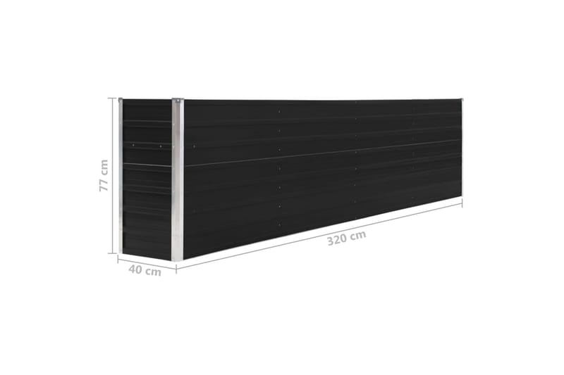 Korotettu puutarhalaatikko 320x40x77 cm galvanoitu teräs - Antrasiitti - Puutarhakalusteet - Tarvikkeet ulos - Muut puutarhatarvikkeet - Ruukut ulkokäyttöön