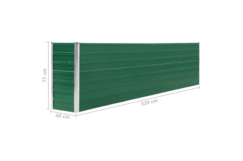 Korotettu puutarhalaatikko 320x40x77 cm galvanoitu vihreä - Vihreä - Puutarhakalusteet - Tarvikkeet ulos - Muut puutarhatarvikkeet - Ruukut ulkokäyttöön
