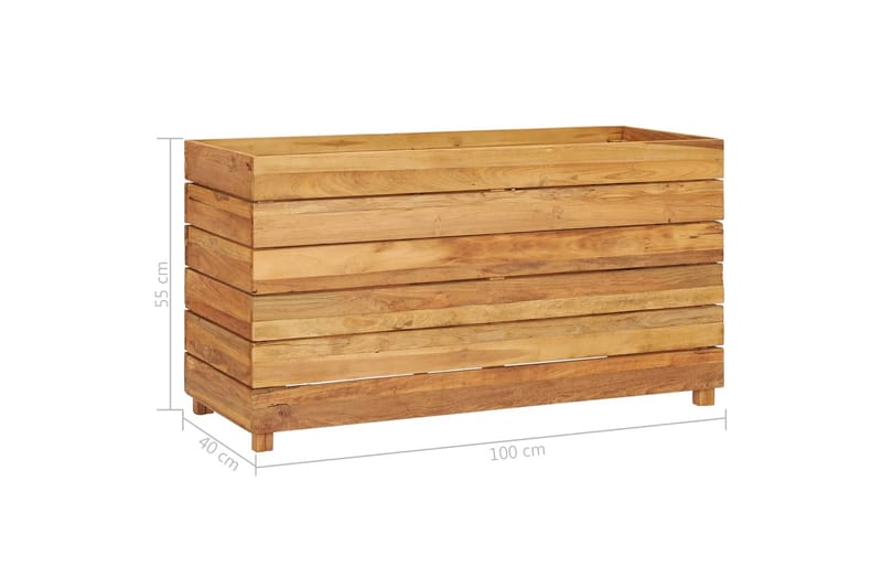Kukkalaatikko 100x40x55 cm kierrätetty tiikki ja teräs - Ruskea - Puutarhakalusteet - Tarvikkeet ulos - Muut puutarhatarvikkeet - Ruukut ulkokäyttöön