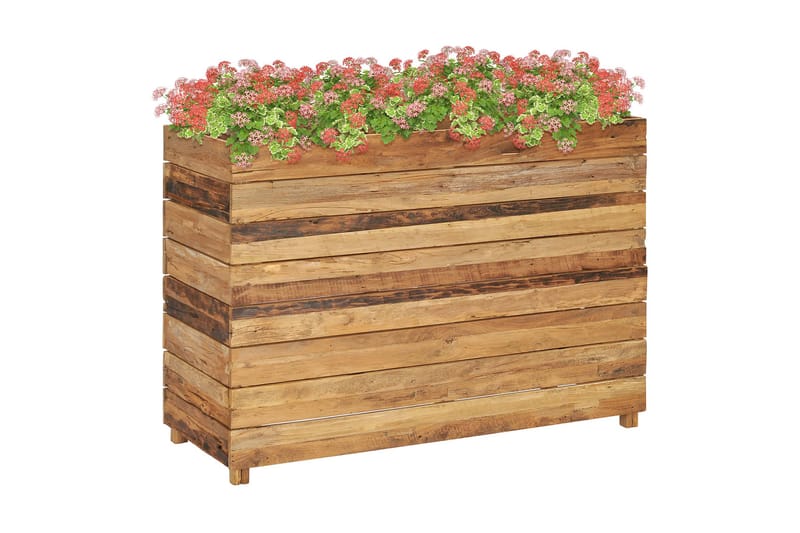 Kukkalaatikko 100x40x72 cm kierrätetty tiikki ja teräs - Ruskea - Puutarhakalusteet - Tarvikkeet ulos - Muut puutarhatarvikkeet - Ruukut ulkokäyttöön