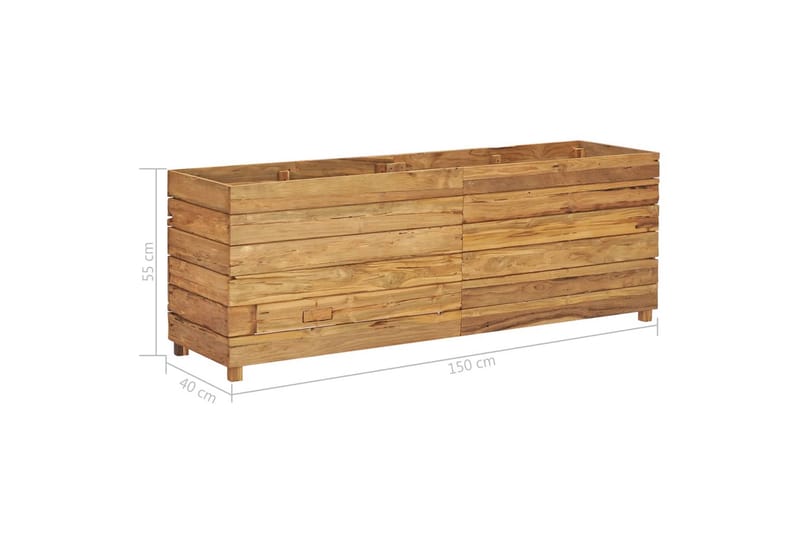 Kukkalaatikko 150x40x55 cm kierrätetty tiikki ja teräs - Ruskea - Puutarhakalusteet - Tarvikkeet ulos - Muut puutarhatarvikkeet - Ruukut ulkokäyttöön