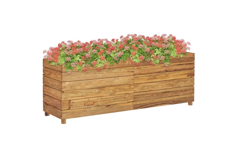 Kukkalaatikko 150x40x55 cm kierrätetty tiikki ja teräs - Ruskea - Puutarhakalusteet - Tarvikkeet ulos - Muut puutarhatarvikkeet - Ruukut ulkokäyttöön