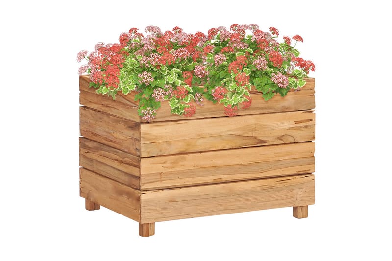 Kukkalaatikko 50x40x38 cm kierrätetty tiikki ja teräs - Ruskea - Puutarhakalusteet - Tarvikkeet ulos - Muut puutarhatarvikkeet - Ruukut ulkokäyttöön