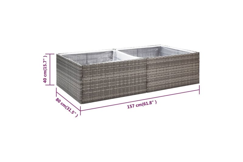Kukkalaatikko harmaa 157x80x40 cm polyrottinki - Harmaa - Puutarhakalusteet - Tarvikkeet ulos - Muut puutarhatarvikkeet - Ruukut ulkokäyttöön
