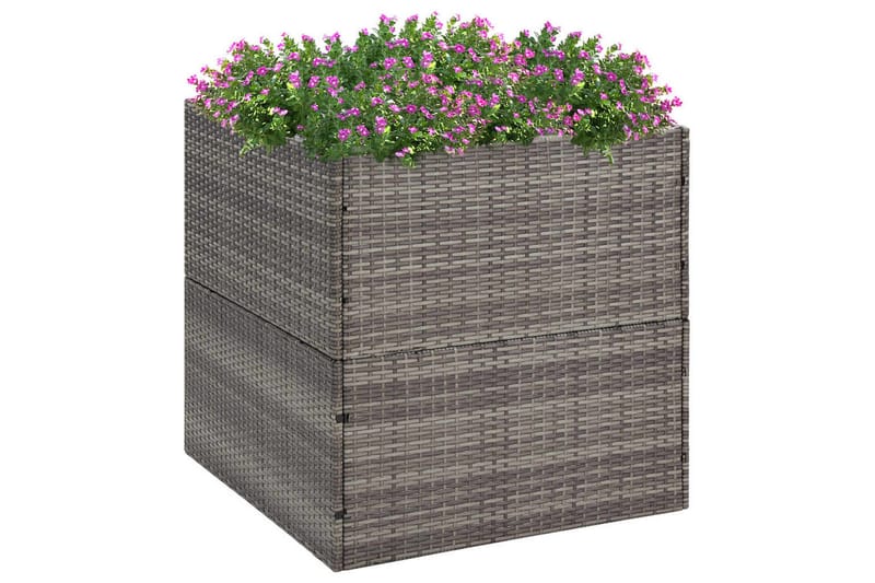 Kukkalaatikko harmaa 80x80x80 cm polyrottinki - Harmaa - Puutarhakalusteet - Tarvikkeet ulos - Muut puutarhatarvikkeet - Ruukut ulkokäyttöön