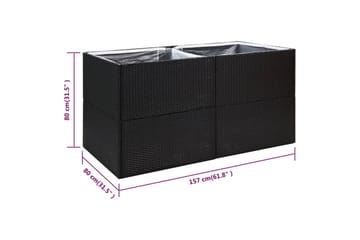 Kukkalaatikko musta 157x80x80 cm polyrottinki - Musta - Puutarhakalusteet - Tarvikkeet ulos - Muut puutarhatarvikkeet - Ruukut ulkokäyttöön