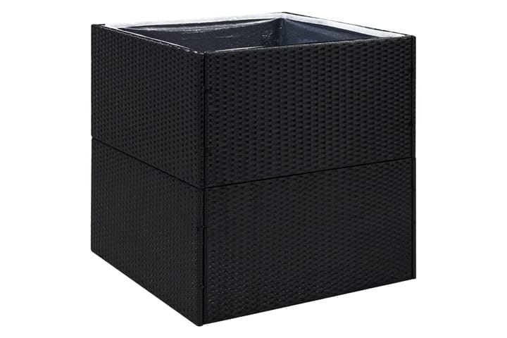 Kukkalaatikko musta 80x80x80 cm polyrottinki - Musta - Ruukut ulkokäyttöön - Kukkalaatikko