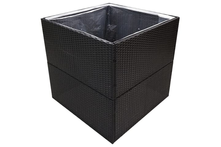 Kukkalaatikko musta 80x80x80 cm polyrottinki - Musta - Ruukut ulkokäyttöön - Kukkalaatikko
