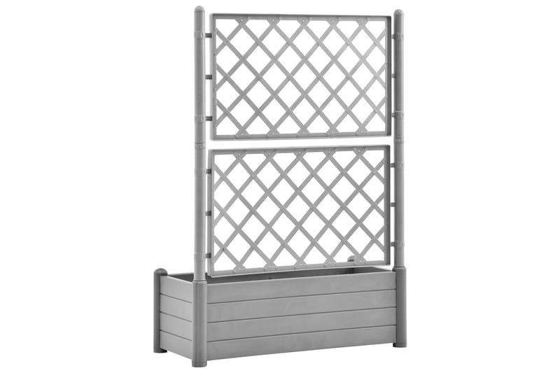 Kukkalaatikko säleiköllä 100x43x142 cm PP kivenharmaa - Harmaa - Puutarhakalusteet - Tarvikkeet ulos - Muut puutarhatarvikkeet - Ruukut ulkokäyttöön