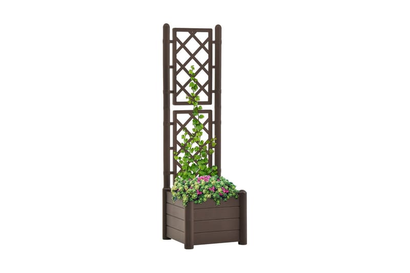 Kukkalaatikko säleiköllä 43x43x142 cm PP mokka - Ruskea - Puutarhakalusteet - Tarvikkeet ulos - Muut puutarhatarvikkeet - Ruukut ulkokäyttöön