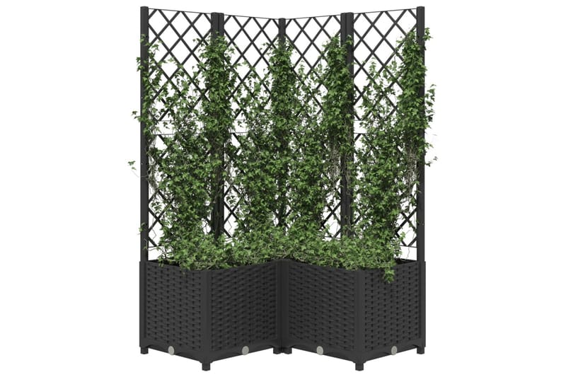 Kukkalaatikko säleiköllä musta 80x80x136 cm PP - Musta - Puutarhakalusteet - Tarvikkeet ulos - Muut puutarhatarvikkeet - Ruukut ulkokäyttöön
