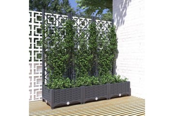 Kukkalaatikko säleiköllä tummanharmaa 120x40x121,5 cm PP - Harmaa - Puutarhakalusteet - Tarvikkeet ulos - Muut puutarhatarvikkeet - Ruukut ulkokäyttöön