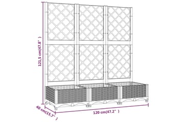 Kukkalaatikko säleiköllä tummanharmaa 120x40x121,5 cm PP - Harmaa - Puutarhakalusteet - Tarvikkeet ulos - Muut puutarhatarvikkeet - Ruukut ulkokäyttöön