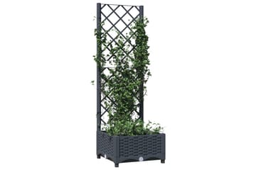 Kukkalaatikko säleiköllä tummanharmaa 40x40x121,5 cm PP - Harmaa - Puutarhakalusteet - Tarvikkeet ulos - Muut puutarhatarvikkeet - Ruukut ulkokäyttöön