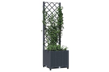 Kukkalaatikko säleiköllä tummanharmaa 40x40x136 cm PP - Harmaa - Puutarhakalusteet - Tarvikkeet ulos - Muut puutarhatarvikkeet - Ruukut ulkokäyttöön
