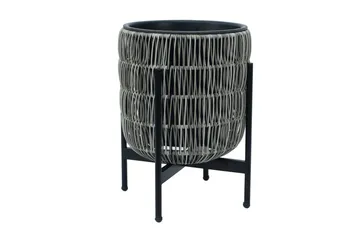 Kukkaruukku Wicker Telineellä 30x30xH38 cm Harmaa - Puutarhakalusteet - Tarvikkeet ulos - Muut puutarhatarvikkeet - Ruukut ulkokäyttöön