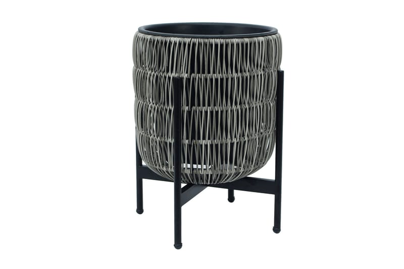 Kukkaruukku Wicker Telineellä 30x30xH38 cm Harmaa - Puutarhakalusteet - Tarvikkeet ulos - Muut puutarhatarvikkeet - Ruukut ulkokäyttöön