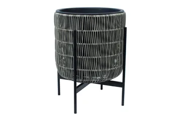 Kukkaruukku Wicker Telineellä 38x38xH49 cm Harmaa - Puutarhakalusteet - Tarvikkeet ulos - Muut puutarhatarvikkeet - Ruukut ulkokäyttöön