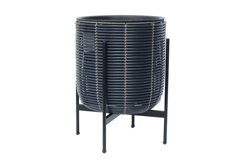 Kukkaruukku Wicker Telineellä 38x38xH49 cm Musta, undefined