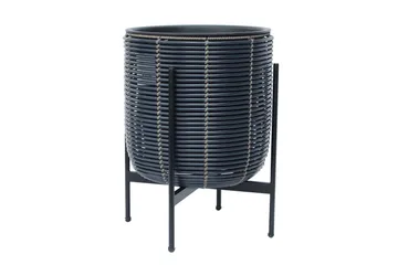 Kukkaruukku Wicker Telineellä 38x38xH49 cm Musta - Puutarhakalusteet - Tarvikkeet ulos - Muut puutarhatarvikkeet - Ruukut ulkokäyttöön