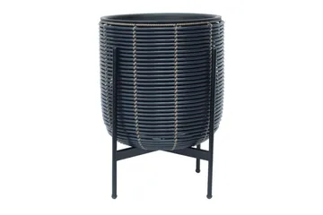Kukkaruukku Wicker Telineellä 38x38xH49 cm Musta - Puutarhakalusteet - Tarvikkeet ulos - Muut puutarhatarvikkeet - Ruukut ulkokäyttöön