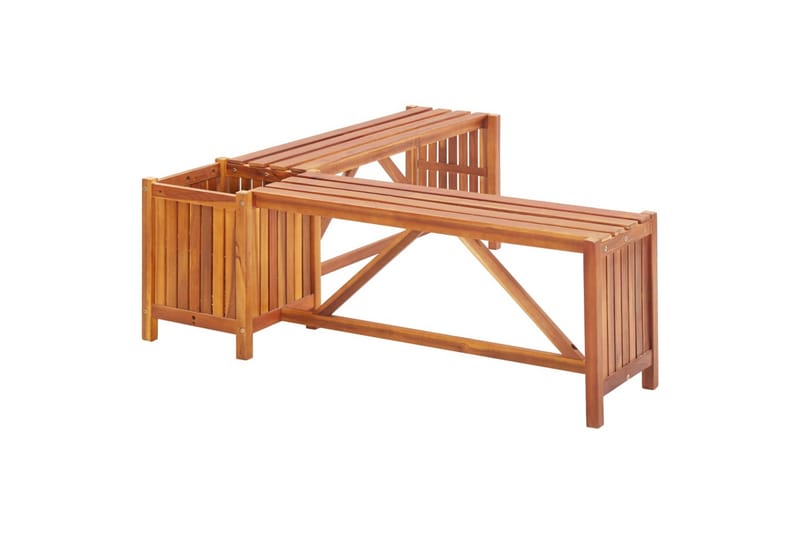 Kulmapenkki kukkalaatikolla 117x117x40 cm täysi akaasiapuu - Ruskea - Puutarhakalusteet - Tarvikkeet ulos - Muut puutarhatarvikkeet - Ruukut ulkokäyttöön