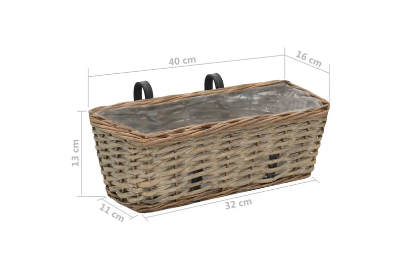 Parvekkeen kukkalaatikko 2 kpl paju PE-vuori 40 cm - Ruskea - Puutarhakalusteet - Tarvikkeet ulos - Muut puutarhatarvikkeet - Ruukut ulkokäyttöön