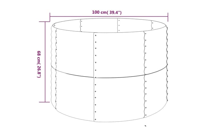 Puutarhakukkalaatikko jauhemaalattu teräs 100x100x68 cm hope - Hopea - Ruukut ulkokäyttöön - Kukkalaatikko