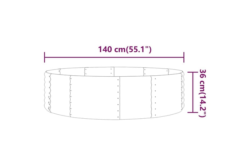 Puutarhakukkalaatikko jauhemaalattu teräs 140x140x36 cm antr - Antrasiitti - Puutarhakalusteet - Tarvikkeet ulos - Muut puutarhatarvikkeet - Ruukut ulkokäyttöön