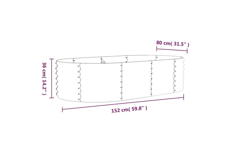Puutarhakukkalaatikko jauhemaalattu teräs 152x80x36 cm harma - Harmaa - Puutarhakalusteet - Tarvikkeet ulos - Muut puutarhatarvikkeet - Ruukut ulkokäyttöön