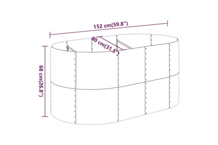Puutarhakukkalaatikko jauhemaalattu teräs 152x80x68 cm harma - Harmaa - Ruukut ulkokäyttöön - Kukkalaatikko