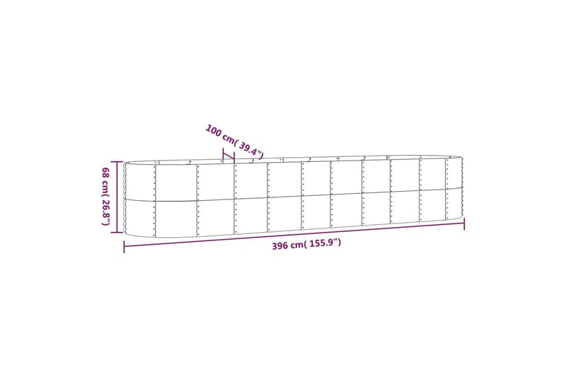 Puutarhakukkalaatikko jauhemaalattu teräs 396x100x68 cm antr - Antrasiitti - Puutarhakalusteet - Tarvikkeet ulos - Muut puutarhatarvikkeet - Ruukut ulkokäyttöön