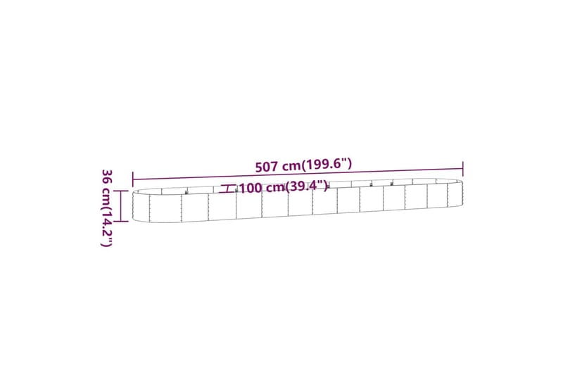 Puutarhakukkalaatikko jauhemaalattu teräs 507x100x36 cm harm - Hopea - Puutarhakalusteet - Tarvikkeet ulos - Muut puutarhatarvikkeet - Ruukut ulkokäyttöön