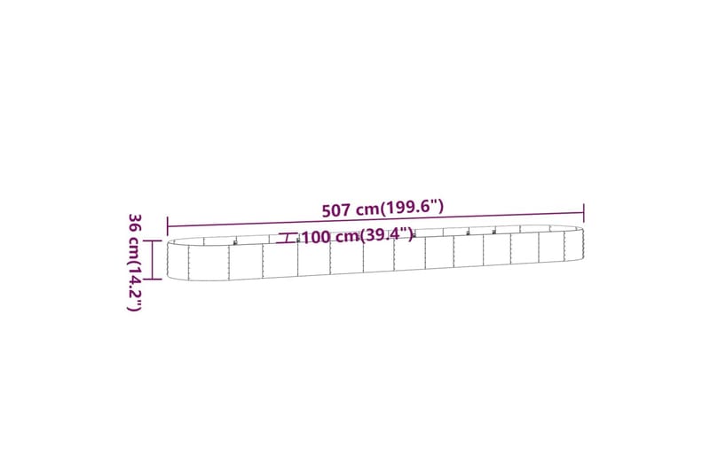 Puutarhakukkalaatikko jauhemaalattu teräs 507x100x36 cm harm - Hopea - Ruukut ulkokäyttöön - Kukkalaatikko