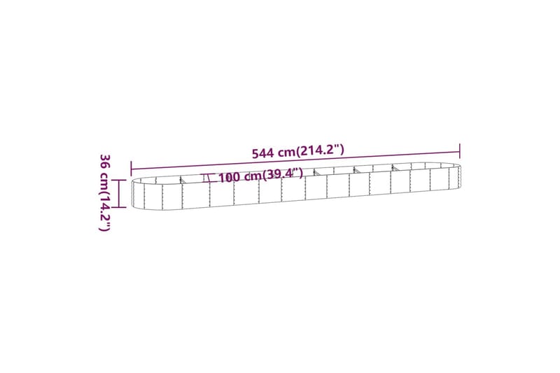 Puutarhakukkalaatikko jauhemaalattu teräs 544x100x36 cm hope - Hopea - Ruukut ulkokäyttöön - Kukkalaatikko