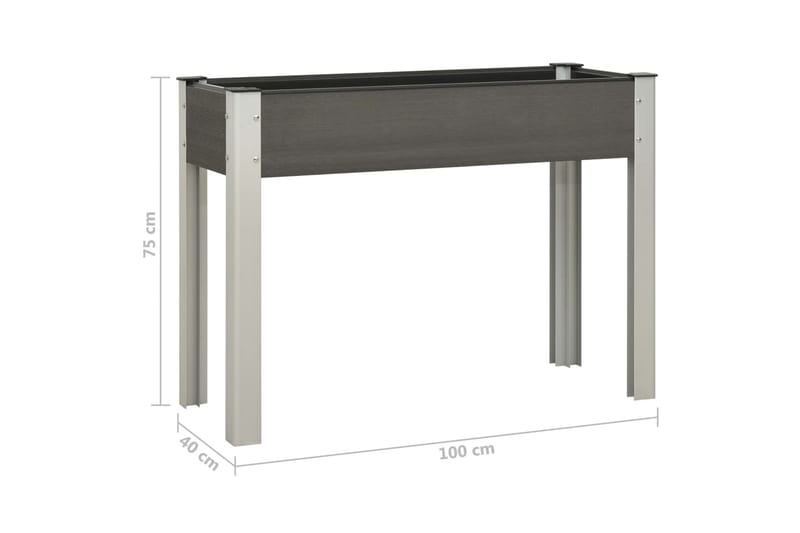 Puutarhan korotettu kukkalaatikko 100x40x75 cm WPC harmaa - Harmaa - Puutarhakalusteet - Tarvikkeet ulos - Muut puutarhatarvikkeet - Ruukut ulkokäyttöön