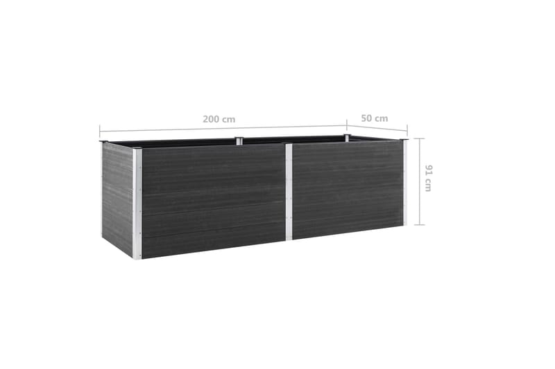 Puutarhan korotettu kukkalaatikko 200x50x91 cm WPC harmaa - Harmaa - Puutarhakalusteet - Tarvikkeet ulos - Muut puutarhatarvikkeet - Ruukut ulkokäyttöön