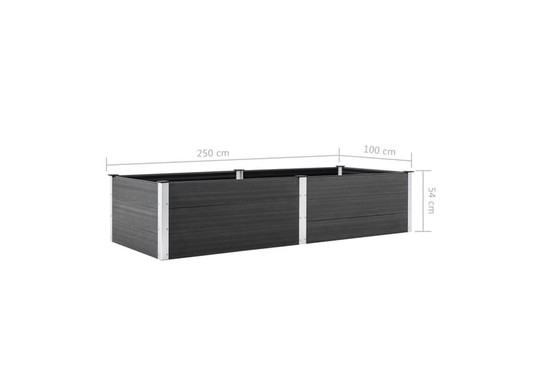 Puutarhan korotettu kukkalaatikko 250x100x54 cm WPC harmaa - Harmaa - Puutarhakalusteet - Tarvikkeet ulos - Muut puutarhatarvikkeet - Ruukut ulkokäyttöön