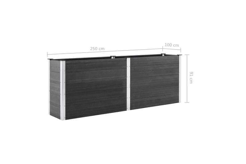 Puutarhan korotettu kukkalaatikko 250x100x91 cm WPC harmaa - Harmaa - Puutarhakalusteet - Tarvikkeet ulos - Muut puutarhatarvikkeet - Ruukut ulkokäyttöön