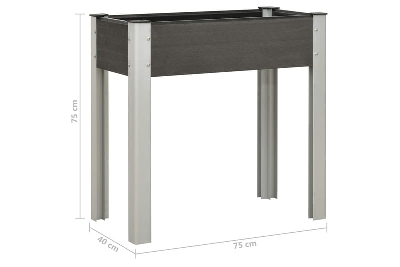 Puutarhan korotettu kukkalaatikko 75x40x75 cm WPC harmaa - Harmaa - Puutarhakalusteet - Tarvikkeet ulos - Muut puutarhatarvikkeet - Ruukut ulkokäyttöön