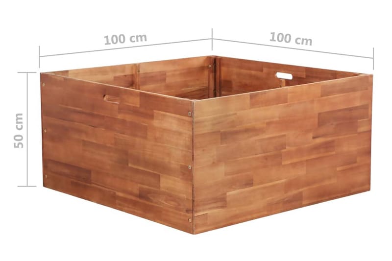 Puutarhan korotettu kukkalaatikko akaasiapuu 100x100x50 cm - Ruskea - Puutarhakalusteet - Tarvikkeet ulos - Muut puutarhatarvikkeet - Ruukut ulkokäyttöön