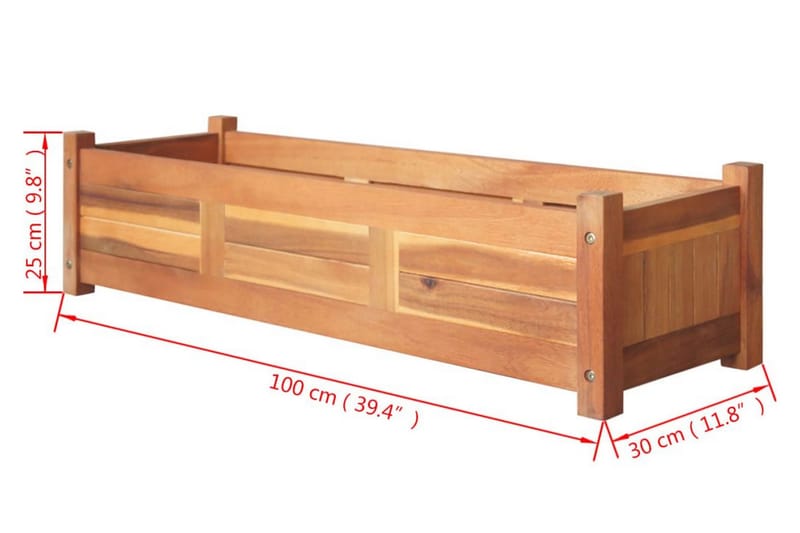Puutarhan korotettu kukkalaatikko akaasiapuu 100x30x25 cm - Ruskea - Puutarhakalusteet - Tarvikkeet ulos - Muut puutarhatarvikkeet - Ruukut ulkokäyttöön