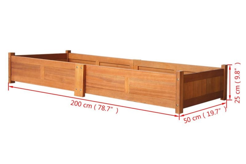Puutarhan korotettu kukkalaatikko akaasiapuu 200x50x25 cm - Ruskea - Puutarhakalusteet - Tarvikkeet ulos - Muut puutarhatarvikkeet - Ruukut ulkokäyttöön